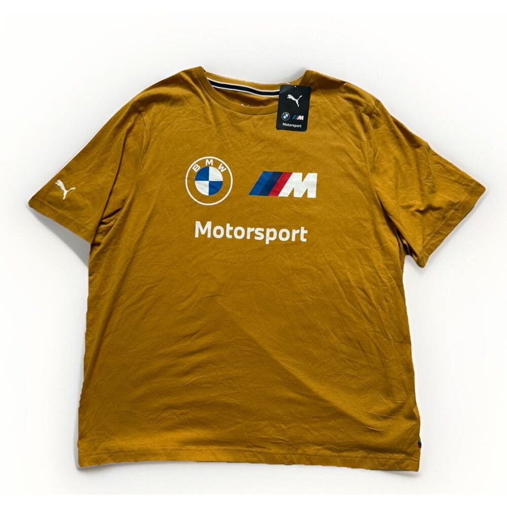 NWT Puma BMW Motorsport Essential Logo Men's T Shirt Gold Sz XXL $40
